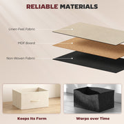 Material layers showing linen-feel fabric, MDF board and non-woven fabric construction