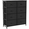 Homcom 8 drawer black fabric chest of drawers, angled view