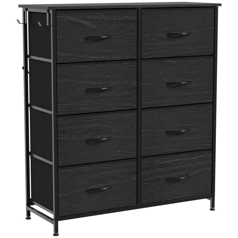 Homcom 8 drawer black fabric chest of drawers, angled view