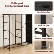 Steel frame with X-shaped reinforcement bars and adjustable feet