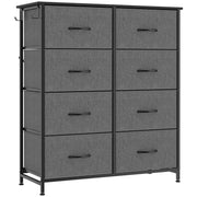 Third finish of the 8 drawer fabric chest on its steel frame, studio front view