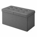 Chesterfield tufted storage ottoman bench in dark grey by Songmics, closed front view