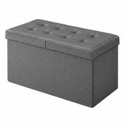 Chesterfield tufted storage ottoman bench in dark grey by Songmics, closed front view