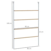 Dimension diagram showing the chicken perch measuring 140cm high and 86cm wide with 25cm bar spacing