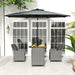 Light Grey 4 Seater Rattan Patio Dining Set with Parasol and Cushions by Outsunny