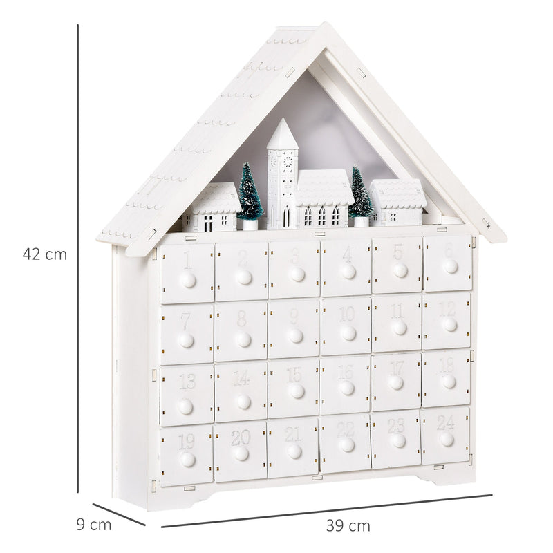 Dimensions diagram of the house advent calendar showing 39 cm width, 9 cm depth and 42 cm height