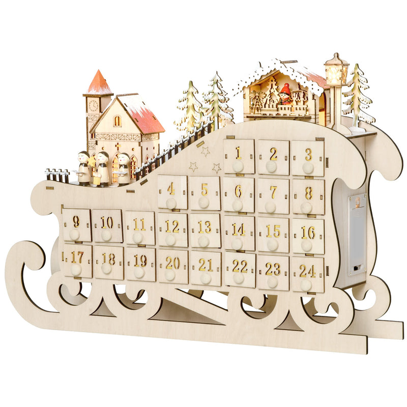 Sleigh advent calendar front view on a white background