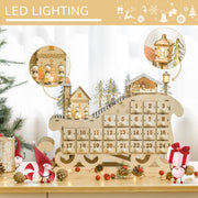 LED lighting panel showing the lit houses on the sleigh advent calendar