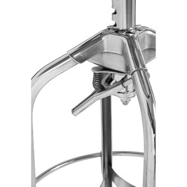 Close-up of chrome bar stool seat and height adjustment mechanism