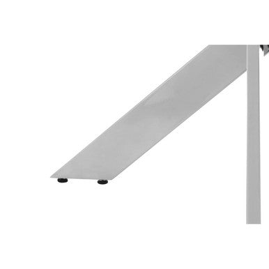 Chrome rectangular glass dining table, full table studio shot