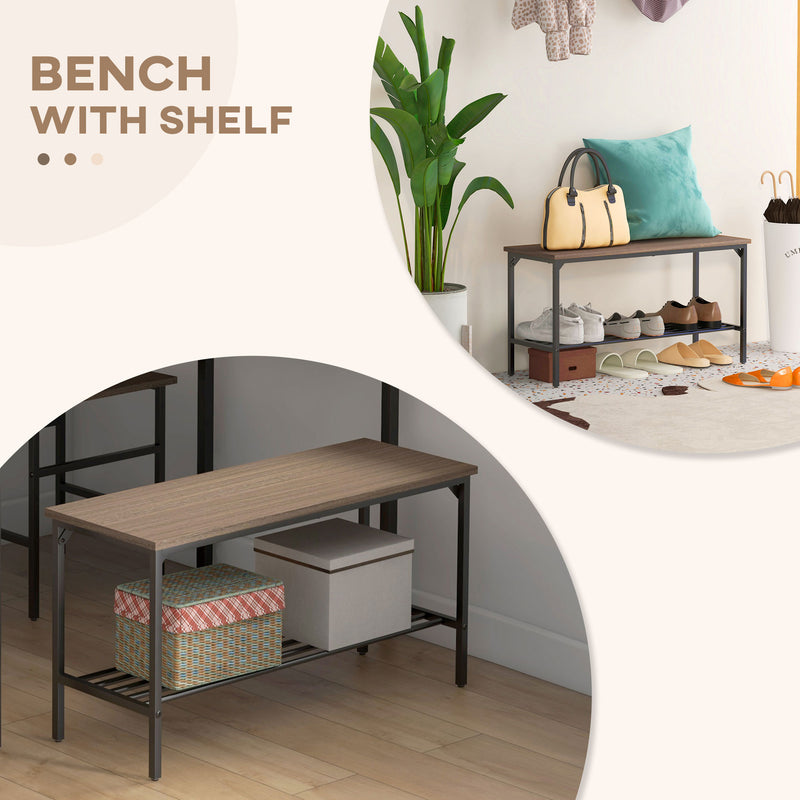 Four Piece Dining Set with Table Chairs and Bench Ideal for Family Meals, Grey