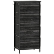 Chest of 4 Fabric Drawers with Wooden Top Ideal for Bedroom or Hallway Storage Black