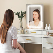 Dressing Table with LED Mirror and Ten Drawers for Organised Bedroom Storage White AOSOM