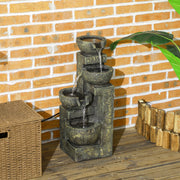 4 Tier Garden Water Fountain Feature with Stone Effect Bowls and Adjustable Water Flow