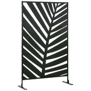 Black Metal Banana Leaf Privacy Screen With Stand For Garden Patio Or Hot Tub Use