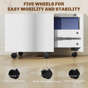 Lockable 2 Drawer Office Filing Cabinet with Wheels For Home or Office, 42W x 40D x 60H cm Homcom