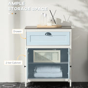 Antique White Bathroom Furniture Set with Adjustable Shelves and Storage Cabinets by Kleankin