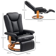 Black Faux Leather Executive Recliner Chair with Padded Armrests For Home or Office by HOMCOM
