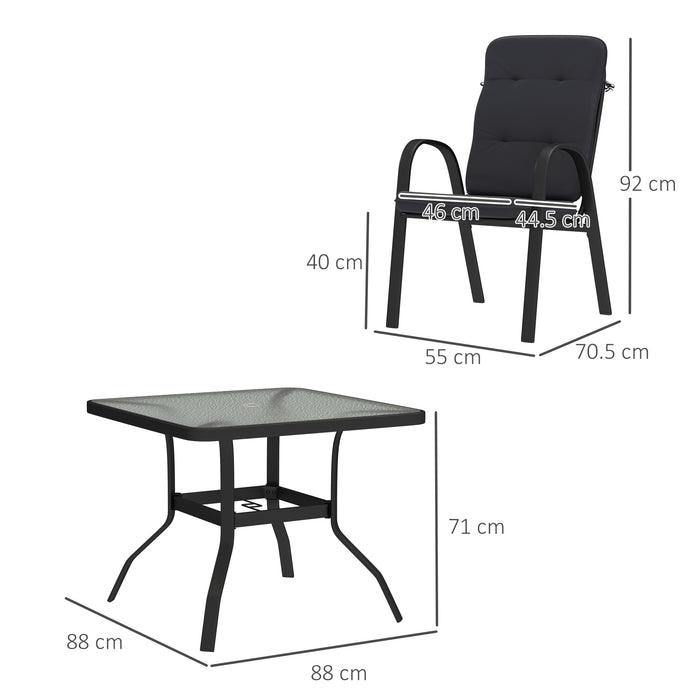 5 Piece Outdoor Patio Dining Set with Cushioned Chairs and Glass Table by Outsunny