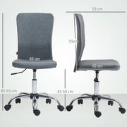 Grey Armless Swivel Office Chair with Adjustable Height for Home or Office by HOMCOM