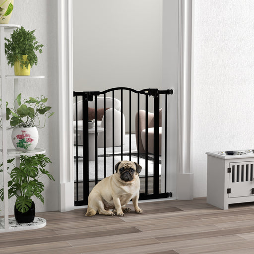 Adjustable Metal Pet Safety Gate with Auto Close Door Ideal for Doorways 74 to 80cm Black