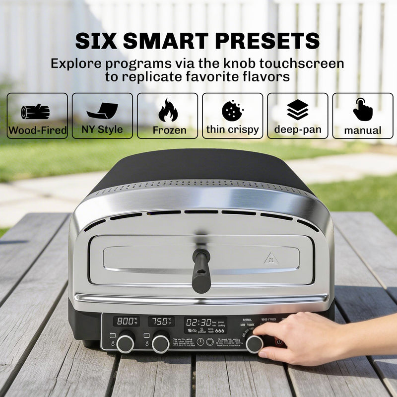 Electric Outdoor Pizza Oven for Evenly Cooked Homemade Pizzas with Adjustable Heat, Black