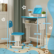 Blue Adjustable Kids Desk and Chair Set with Book Stand and Pen Slot by Aiyaplay