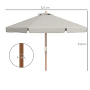 Grey 3.3m Wooden Garden Parasol with Elegant Design by Outsunny