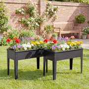 Raised Metal Garden Planter for Easy Standing Gardening on Balconies and Patios Black AOSOM