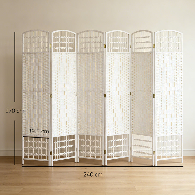 6 Panel Folding Room Divider for Instant Privacy and Flexible Space Separation White