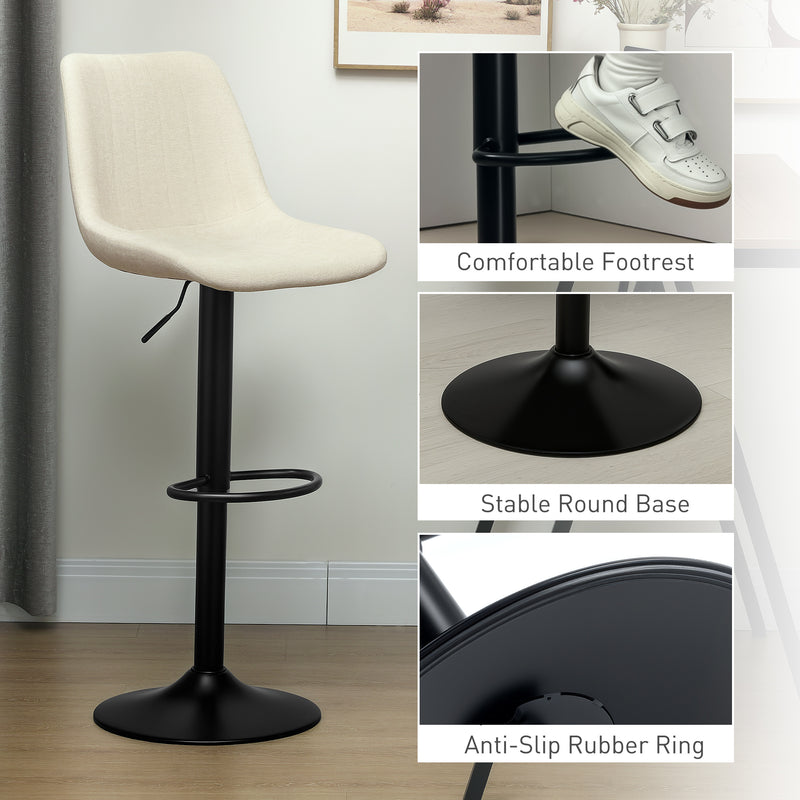 Set of Two Beige Chenille Feel Tub Stools Stylish and Comfortable by HOMCOM