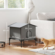 Waterproof Insulated Outdoor Cat House with Elevated Base for Feral Cats Grey AOSOM