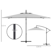 Light Grey 3m Cantilever Overhanging Parasol With Cross Base by Outsunny