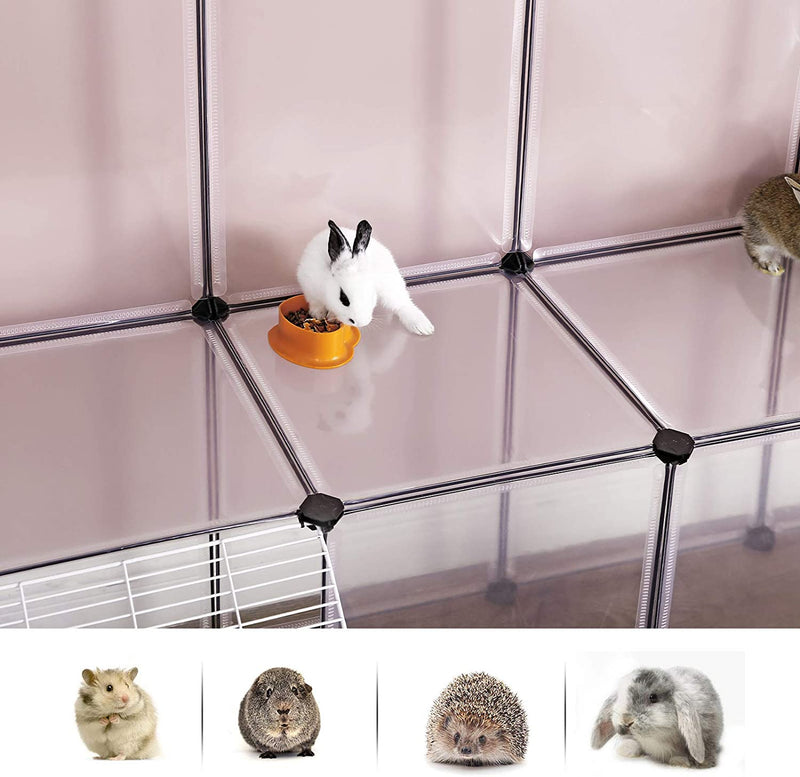 Dimensions diagram of the Songmics clear plastic pet playpen