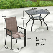 Garden Dining Set for 4 with Stackable Mesh Chairs and Square Table With Umbrella Hole Outsunny