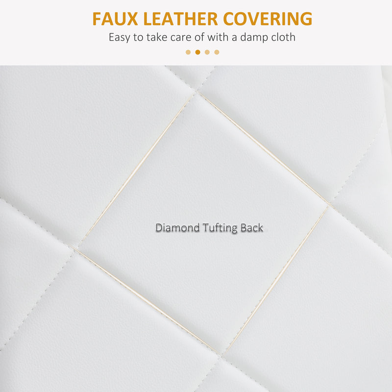 Set of 4 White Faux Leather Dining Chairs with Cushioned Seats for Modern Kitchens