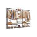 Songmics matt black open wardrobe with hanging rail and shelves, front view