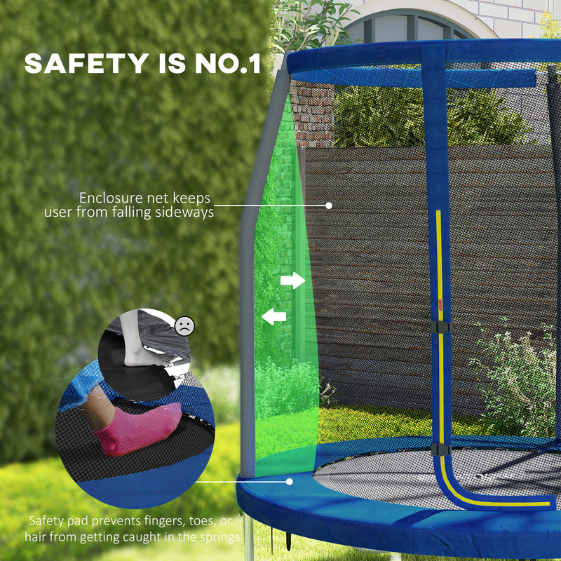 SPORTNOW 6ft Trampoline with Safety Enclosure Net, Steel Frame Outdoor Trampoline, with Edge, Safety Cover AOSOM