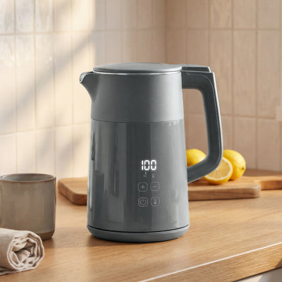 Electric Kettle with Fast Boil and Keep Warm Function for Busy Mornings 1.7L Grey Silver Homcom