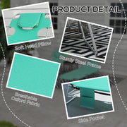 Green Foldable Sun Lounger Set of 2 with Reading Hole and Adjustable Backrest for Garden