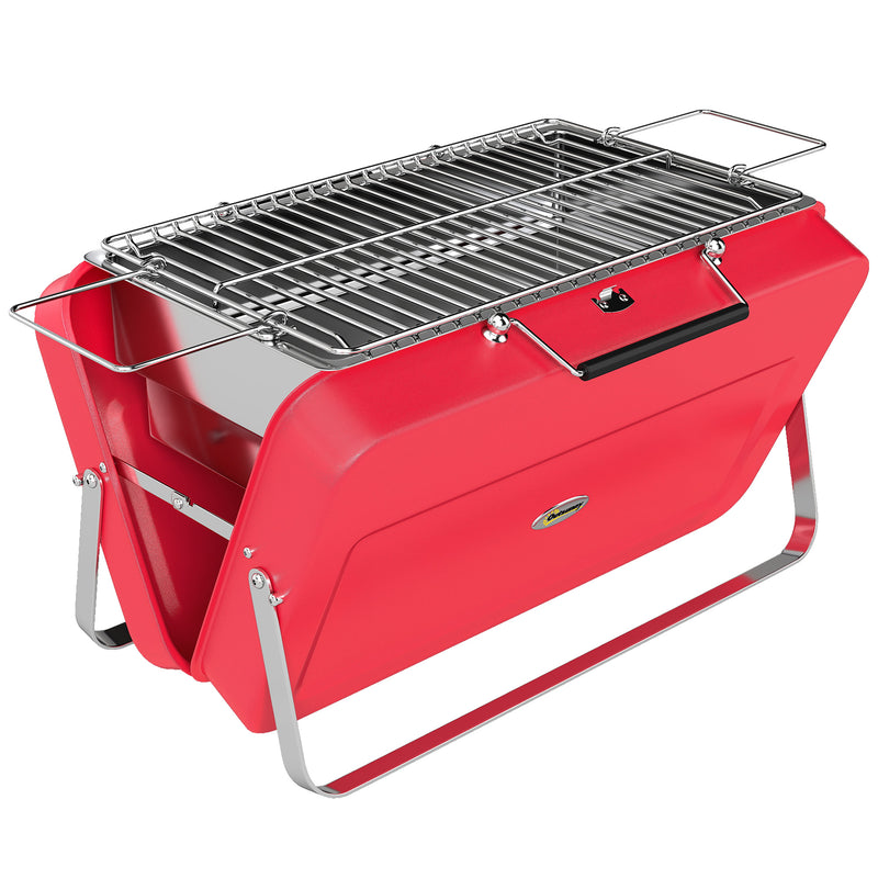 Portable Charcoal BBQ Grill for Outdoor Cooking & Camping with Carry Handles Red Outsunny