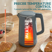 Electric Kettle with Fast Boil and Keep Warm Function for Busy Mornings 1.7L Grey Silver Homcom