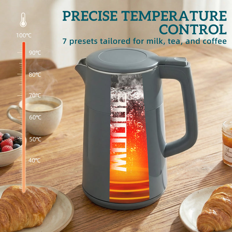 Electric Kettle with Fast Boil and Keep Warm Function for Busy Mornings 1.7L Grey Silver Homcom