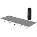 Camping Bed Foldable Lightweight Cot for Comfortable Sleep Off the Ground Dark Grey