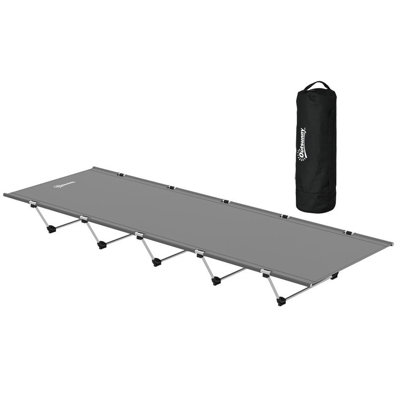 Camping Bed Foldable Lightweight Cot for Comfortable Sleep Off the Ground Dark Grey