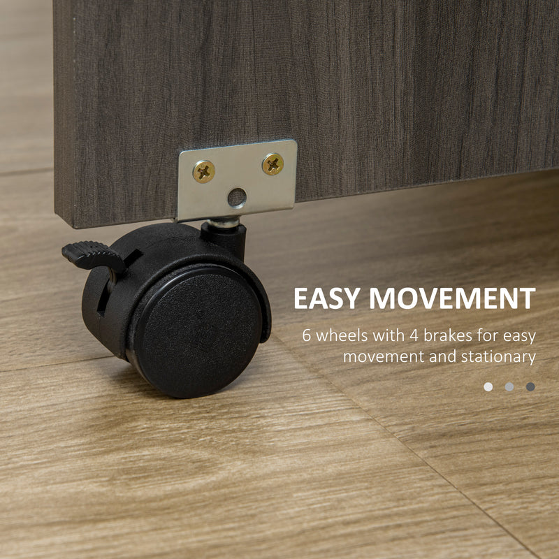 Drop Leaf Dining Table 6 Seater with Storage Shelves Space Saving Design Mixed Grey