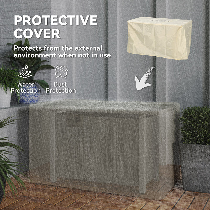 Dark Grey Gas Fire Pit Table 50000 BTU with Glass Screen and Cover for Garden by Outsunny