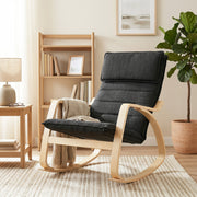 Rocking Chair with High Back and Cushioned Seat for Relaxing at Home Black AOSOM