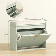 Green Upholstered Shoe Storage Bench with Padded Seat for Hallway or Bedroom