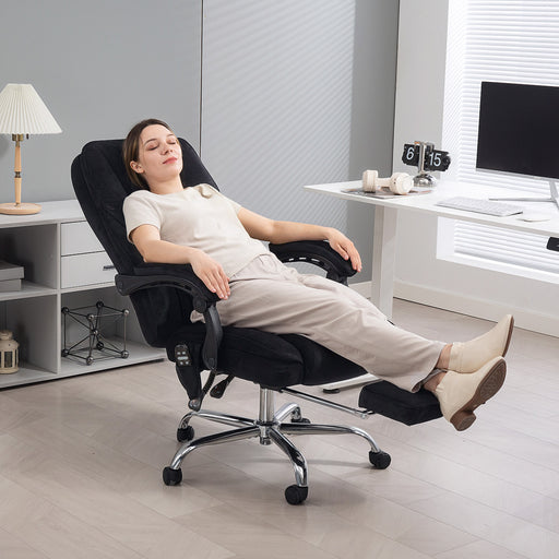 Heated Reclining Office Chair with Massage and Footrest for Home or Work Use, Black
